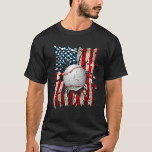 American Flag Baseball Red White Blue 4th of July T-Shirt