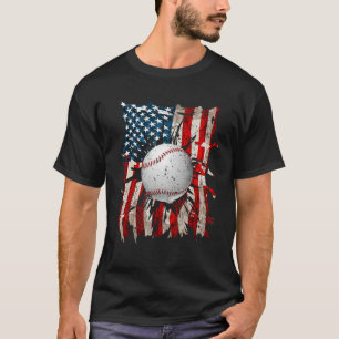 American Flag Baseball Red White Blue 4th of July  T-Shirt