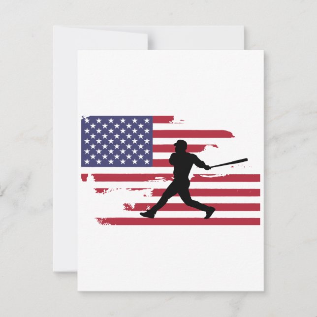 American Flag Baseball Silhouette Baseball Player (Front)