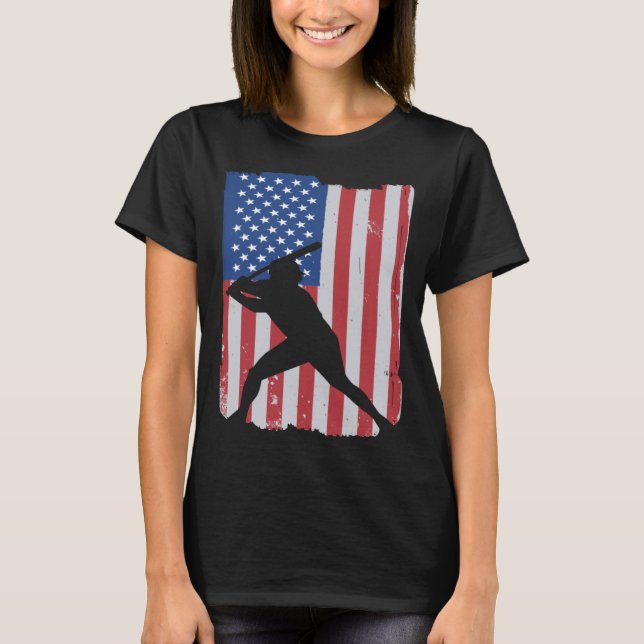 American Flag Baseball T-Shirt (Front)