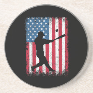 American Flag Baseball Team Gift for Men Boys Girl Coaster