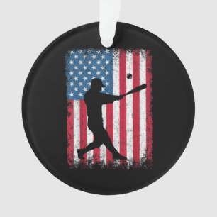 American Flag Baseball Team Gift for Men Boys Girl Ornament
