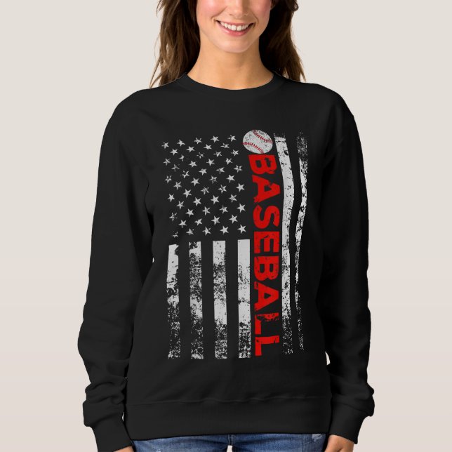 American Flag Baseball Team Gift Sweatshirt (Front)