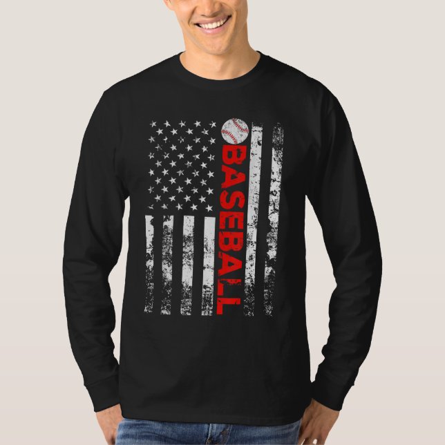 American Flag Baseball Team Gift T-Shirt (Front)
