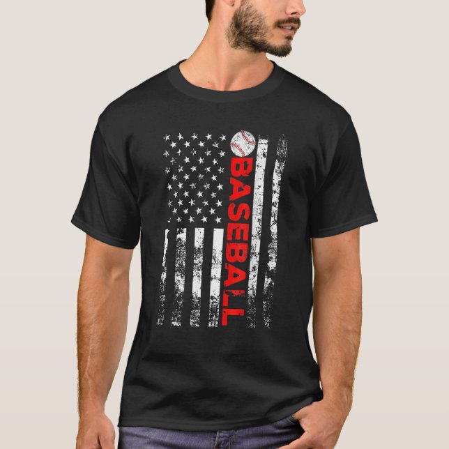 American Flag Baseball Team T-Shirt (Front)