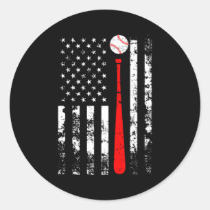 American Flag Baseball Team T Shirt_4 Classic Round Sticker