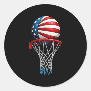 American Flag Basketball Independence Day _1  Classic Round Sticker
