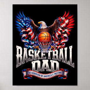 American Flag Basketball Patriotic USA Retro Poster