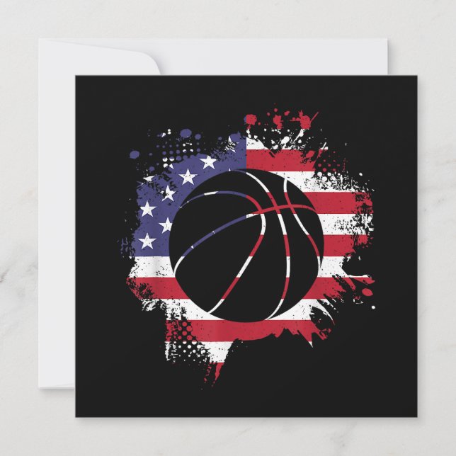 American Flag Basketball Player  Invitation (Front)