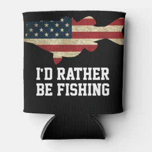 American Flag Bass Rather Be Fishing Can Cooler