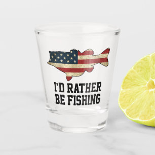 American Flag Bass Rather Be Fishing Shot Glass