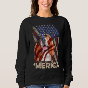 American Flag Basset Hound Patriotic Dog 4th Of Ju Sweatshirt