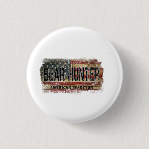 American Flag Bear Hunter 1 Inch Round Button