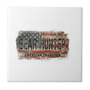 American Flag Bear Hunter Tile