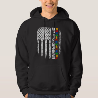 American Flag Best Autism Stepdad Ever Autism Awar Hoodie