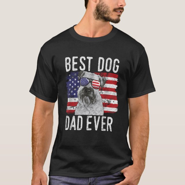 American Flag Best Dog Dad Ever Soft Coated Wheate T-Shirt (Front)