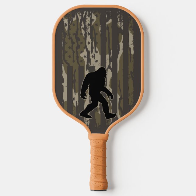 American Flag Bigfoot Bottom Land Camo Pickleball Paddle (Front)