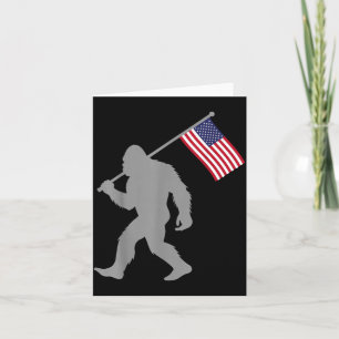 American Flag Bigfoot Red White Blue Patriotic 4th Card