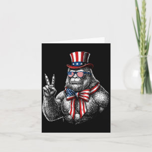 American Flag Bigfoot Red White Blue Patriotic 4th Card