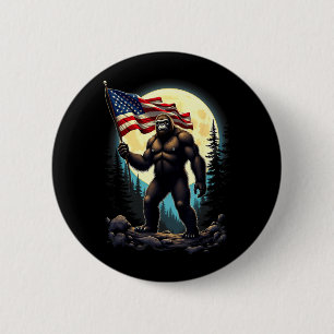 American Flag Bigfoot Sasquatch Camng Hiking 2 Inch Round Button