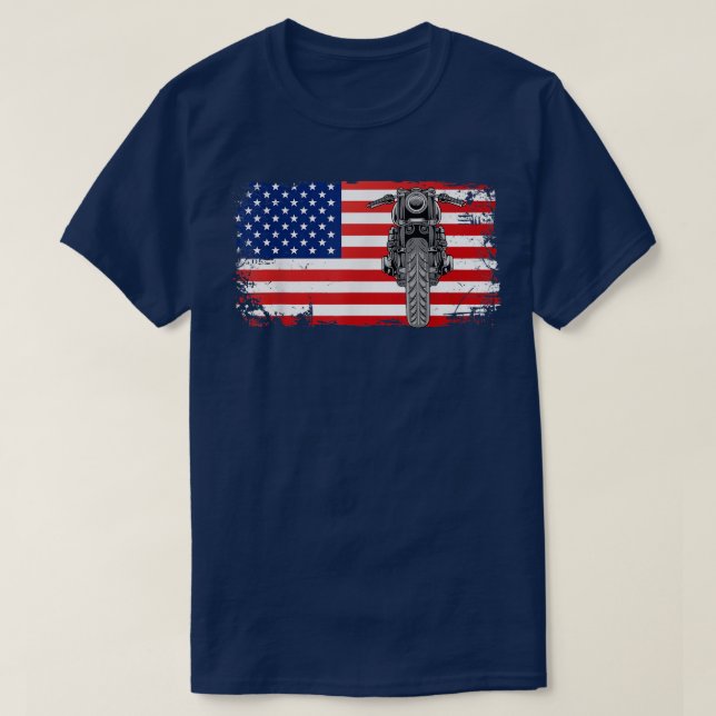 American Flag Biker Motorcycle136 T-Shirt (Design Front)
