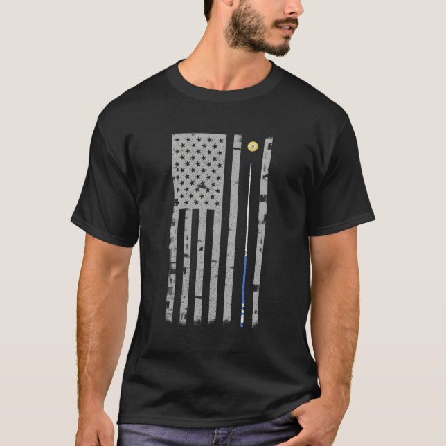 American Flag Billiard Pool Players T-Shirt (Front)