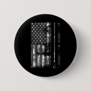 American Flag Billiard Stick Cute Table Game Funny 2 Inch Round Button