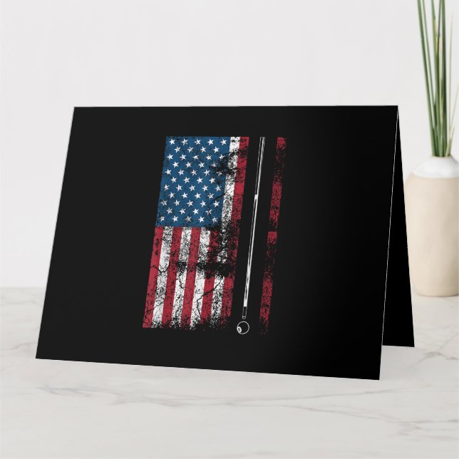American Flag Billiard Stick Cute Table Game Funny Card (Front)