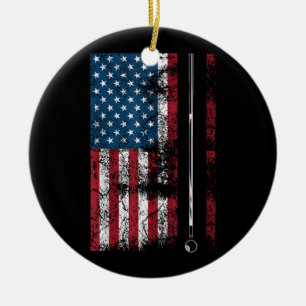 American Flag Billiard Stick Cute Table Game Funny Ceramic Ornament