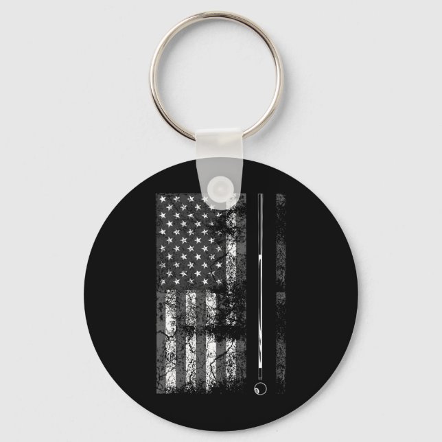 American Flag Billiard Stick Cute Table Game Funny Keychain (Front)