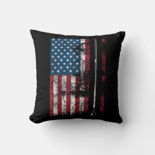 American Flag Billiard Stick Cute Table Game Funny Throw Pillow