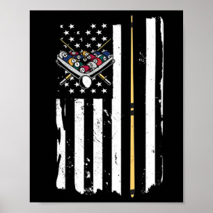 American Flag Billiard Vintage Pool Player For Wom Poster