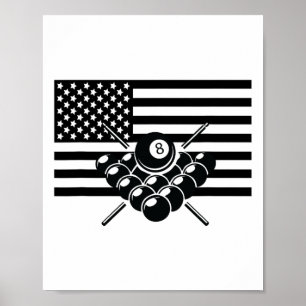American Flag Billiards Apparel - Billiards Poster