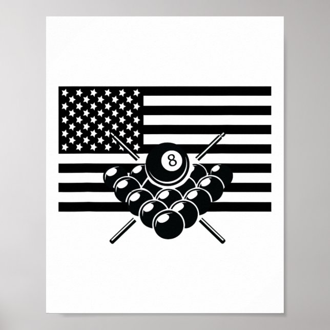 American Flag Billiards Apparel - Billiards  Poster (Front)