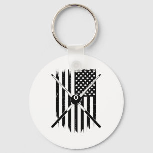 American Flag Billiards Pool Player Apparel - Bill Keychain