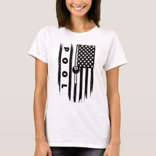 American Flag Billiards Pool Player Apparel - Bill T-Shirt