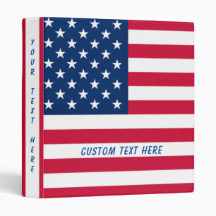 American Flag Binder USA with Custom Text