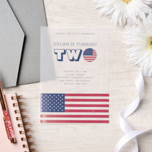 American Flag Birthday Vellum Invitations