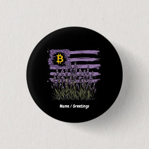 American Flag Bitcoin BTC Revolution Funny Crypto 1 Inch Round Button
