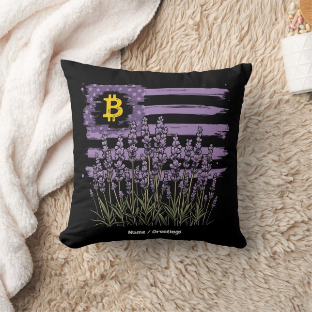 American Flag Bitcoin BTC Revolution Funny Crypto Throw Pillow (Blanket)
