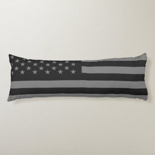 American Flag Black Grey Body Pillow