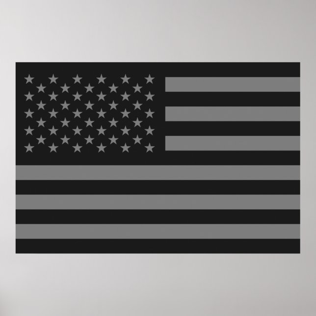 American Flag Black Grey Poster (Front)