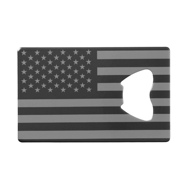 American Flag Black Grey Wallet Bottle Opener (Front (Horizontal))