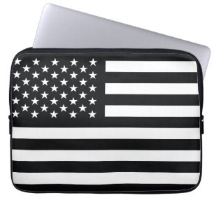 American Flag Black White Laptop Sleeve