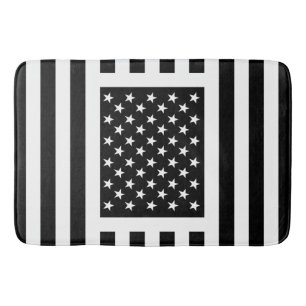 American Flag Black & White USA Unique Americana Bath Mat