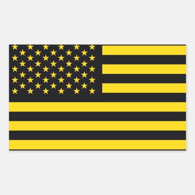 American Flag Black Yellow Sticker (Front)