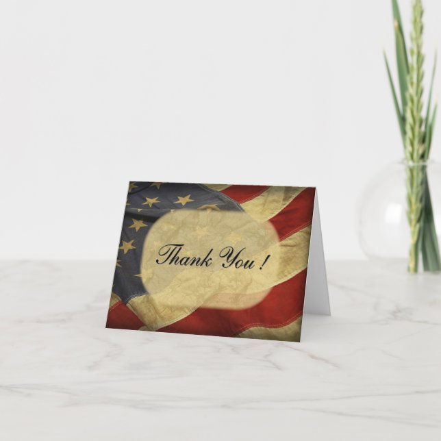 American Flag Blank Inside Thank You Card (Front)