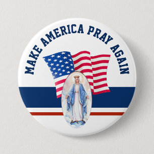 American Flag Blessed Virgin Mary 3 Inch Round Button