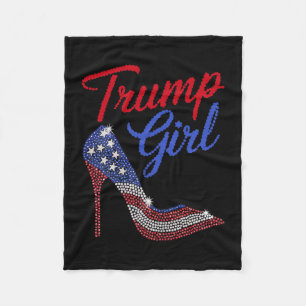 American Flag Bling Patriot Trump Trump Girl High Fleece Blanket