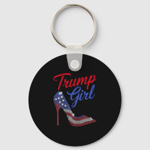 American Flag Bling Patriot Trump Trump Girl High Keychain